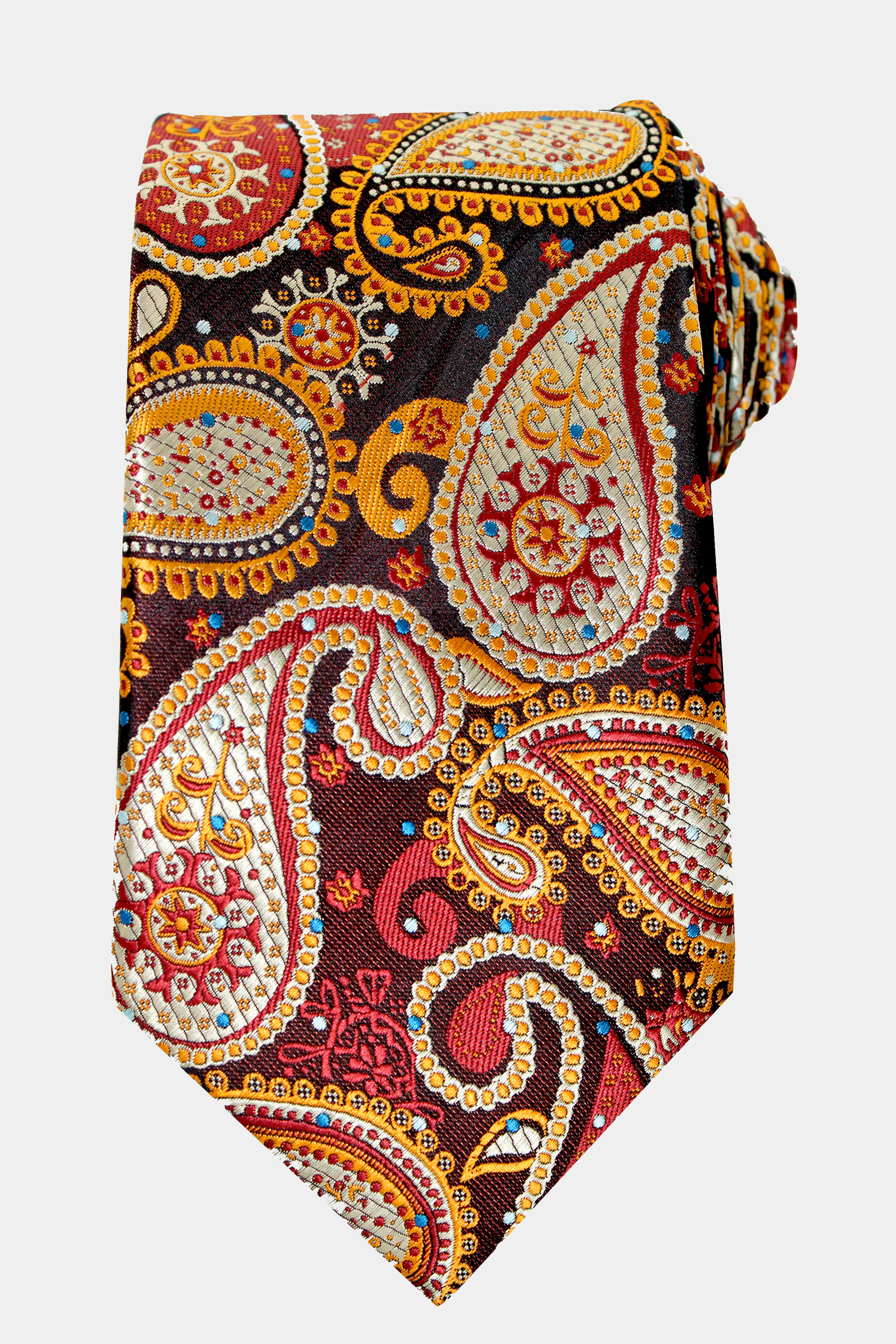 Burnt Orange Paisley Vest & Tie Set