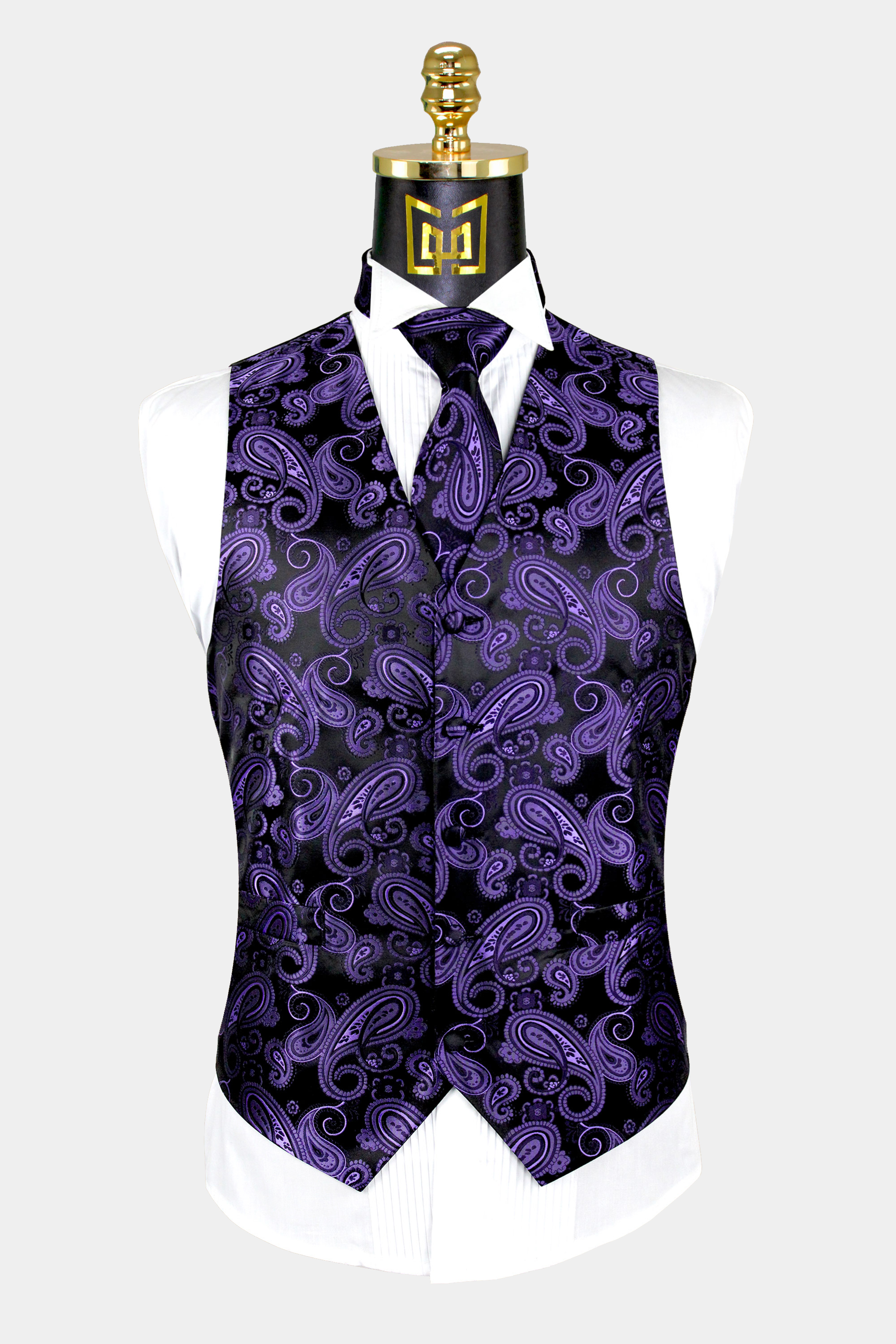 Purple Paisley Vest & Tie Set - 3 Piece