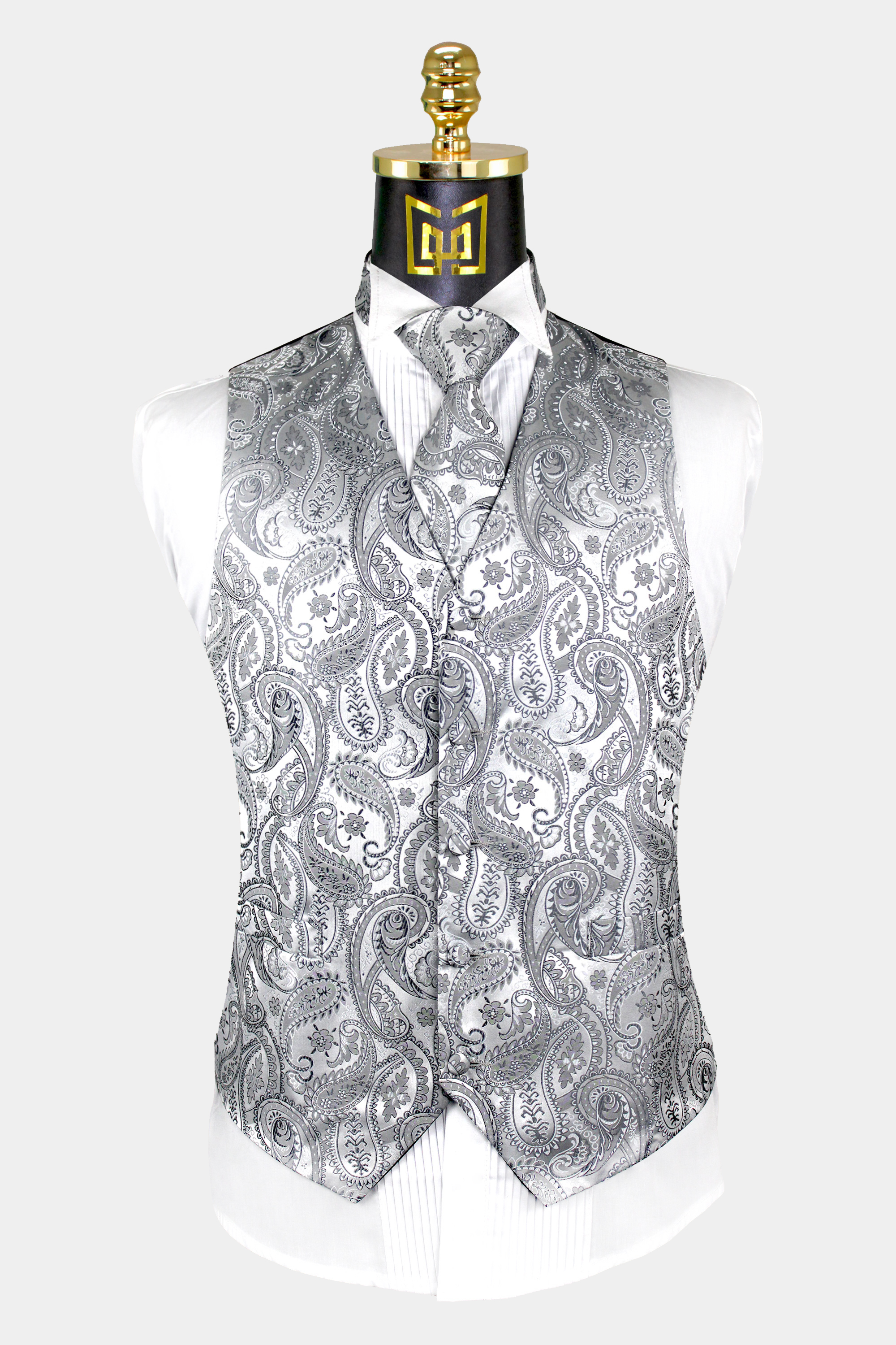 Silver Gray Tuxedo Vest