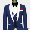 Navy Blue & White Tuxedo - 3 Piece
