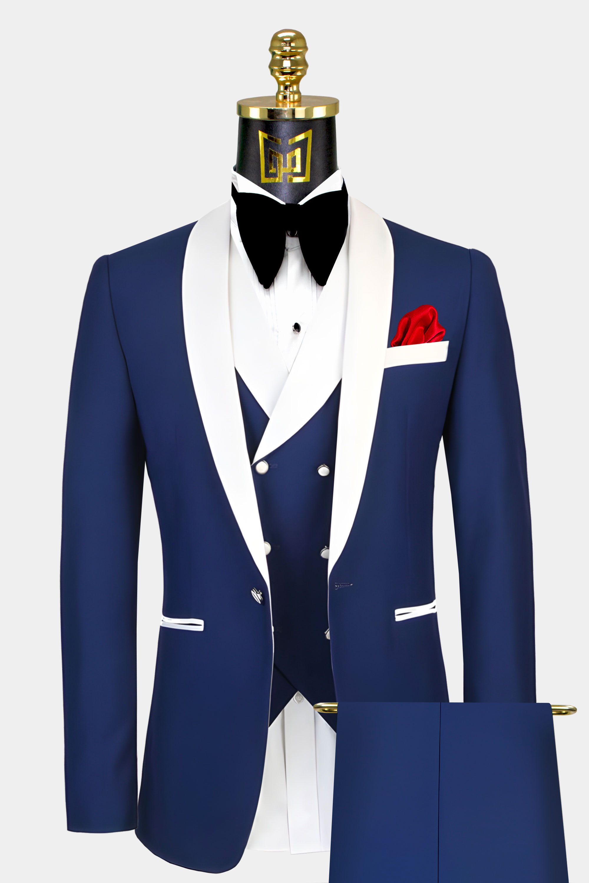 Navy Blue and White Tuxedo