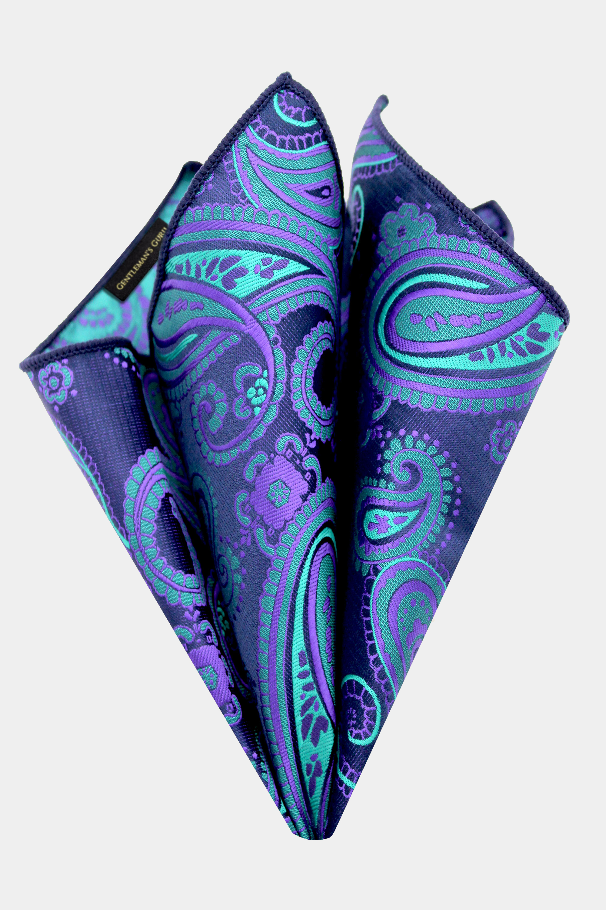 Purple-Turquoise-Paisley-Pocket-Square-Wedding-Handkerchief-from-Gentlemansguru.com