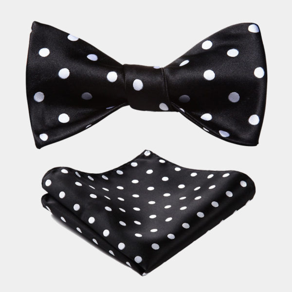 Black Polka Dot Bow Tie Set + FREE Shipping Gentleman's Guru