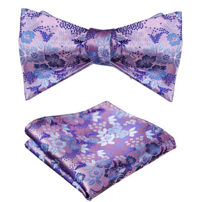 Light Purple Floral Bow Tie Set - Free Shipping - Gentleman's Guru