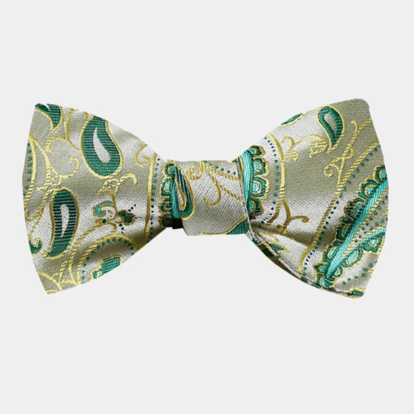 Lime Green Paisley Bow Tie Set Gentleman's Guru
