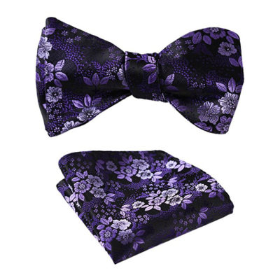 Light Purple Floral Bow Tie Set - Free Shipping - Gentleman's Guru