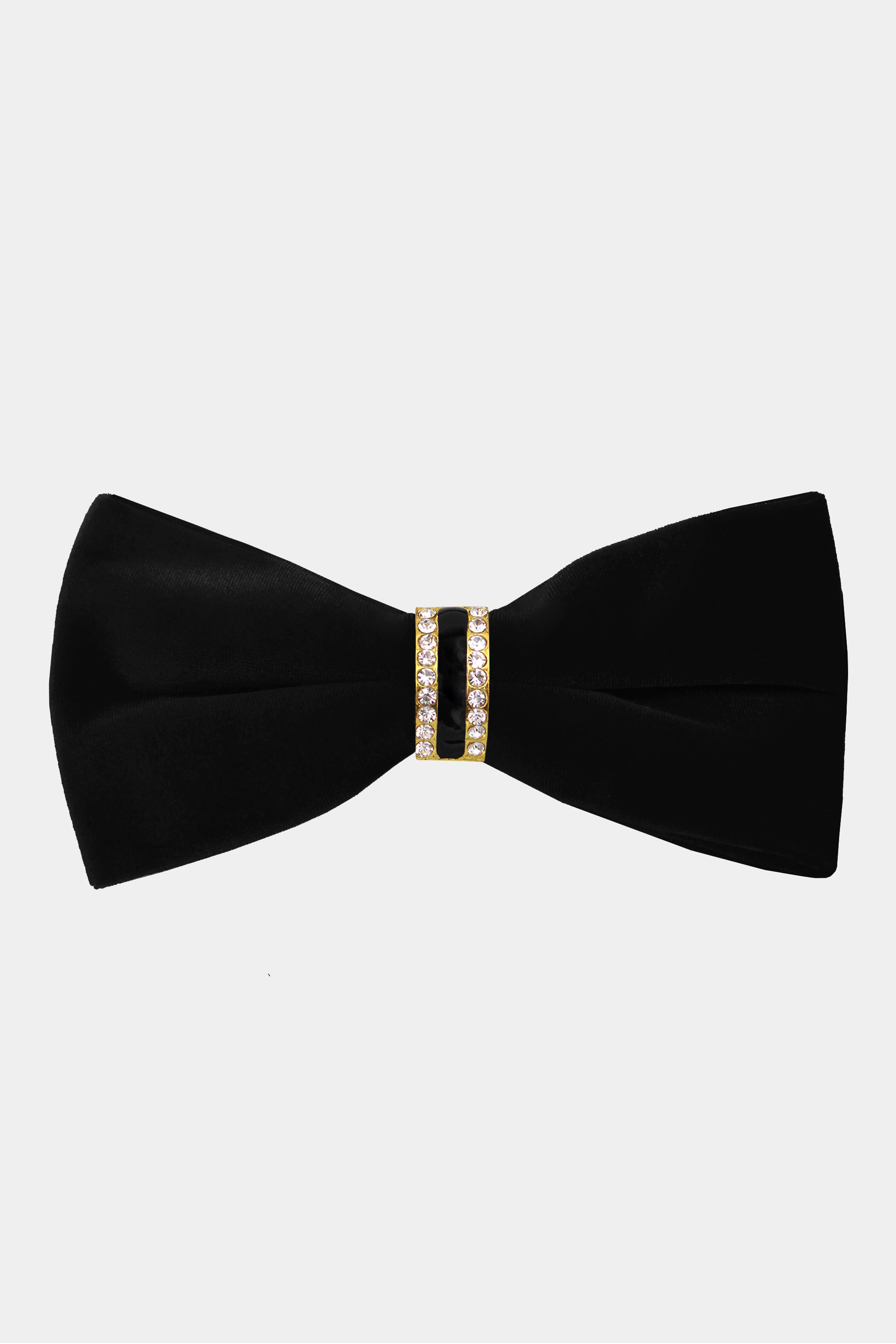 Crystal Black Velvet Bow Tie