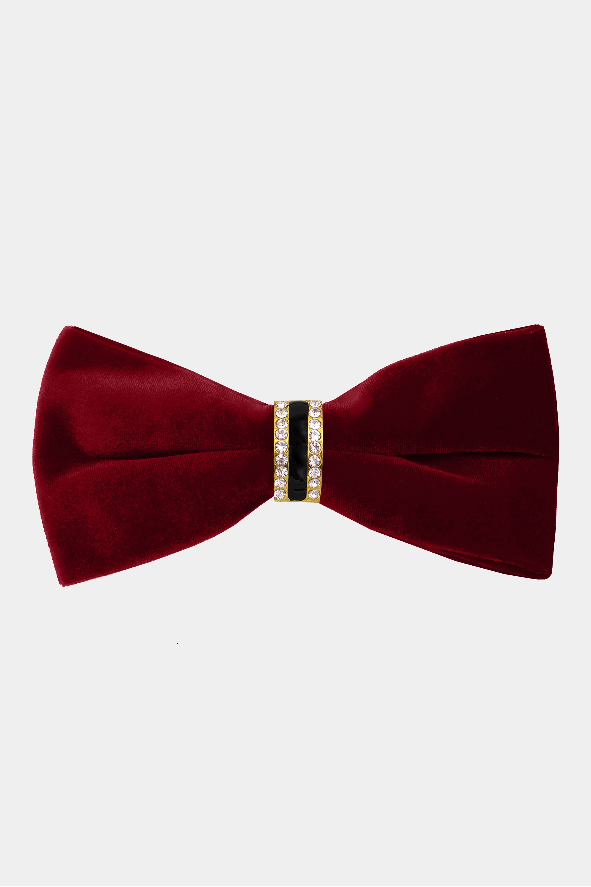 Crystal Burgundy Velvet Bow Tie