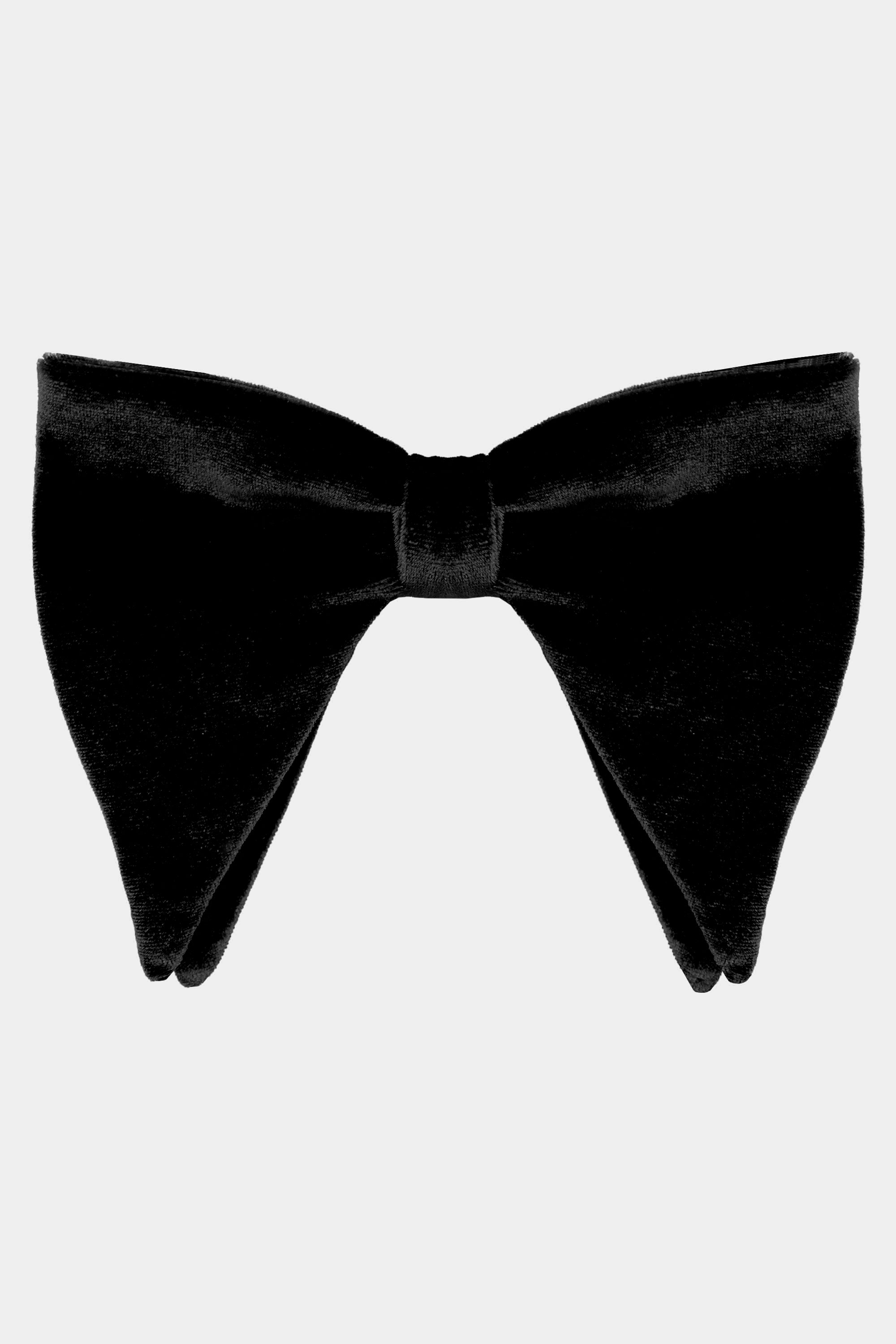 Oversized Black Velvet Bow Tie