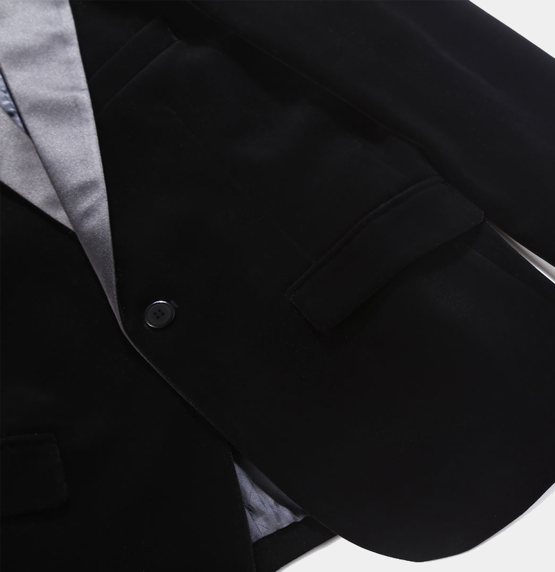 Mens Black Six Button Double Blazer Mens Black Velvet Tuxedo Sportcoat - Velvet Suits main image 0