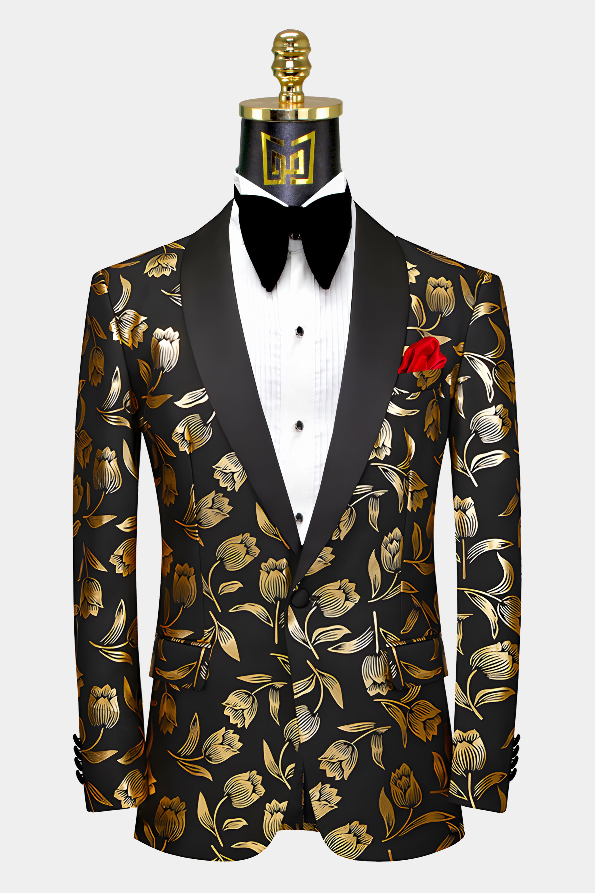 Black & Gold Tulip Tuxedo Jacket