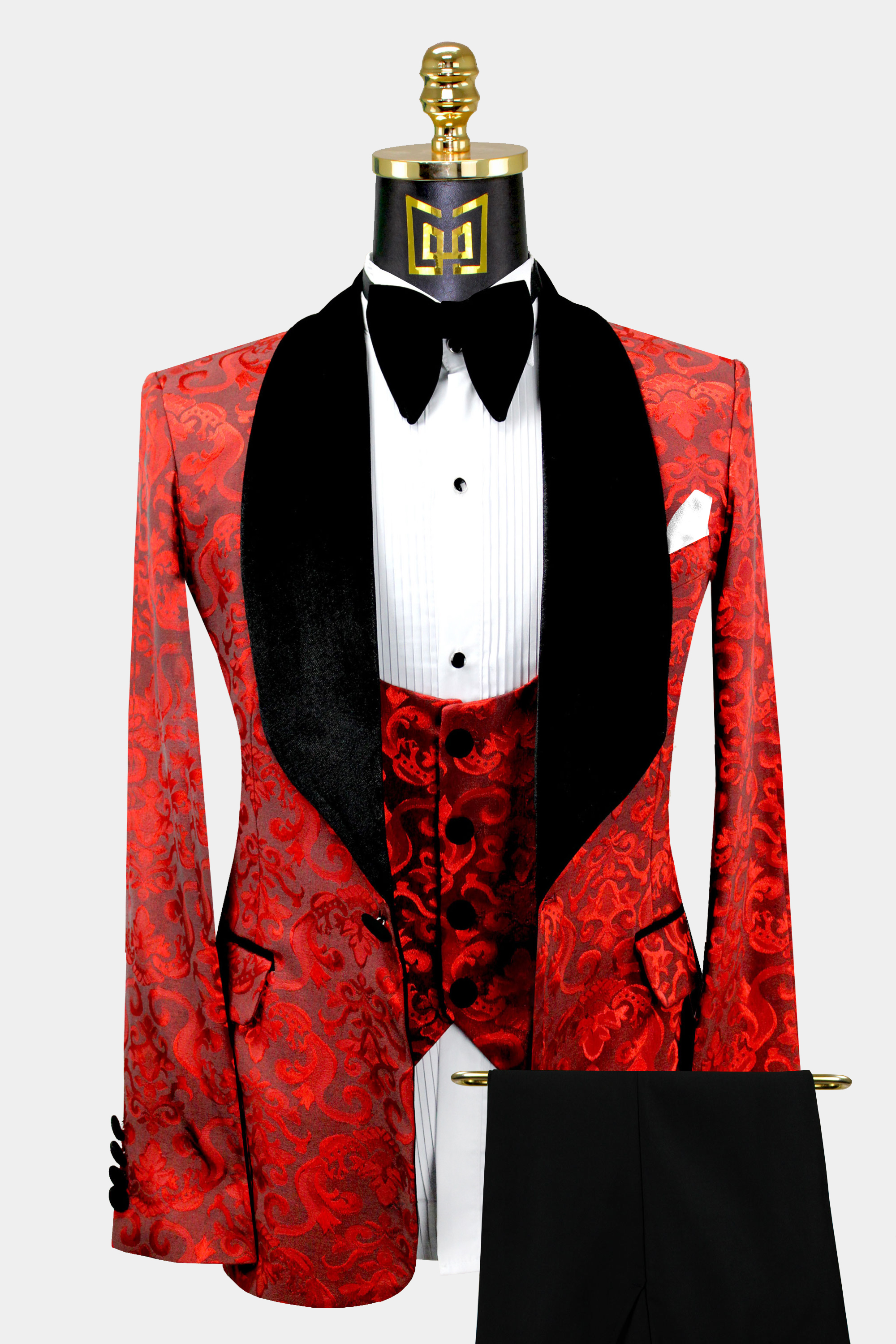 Mens-Red-and-Black-Damask-Tuxedo-Wedding-Groom-Prom-Suit-from-Gentlemansguru.com_