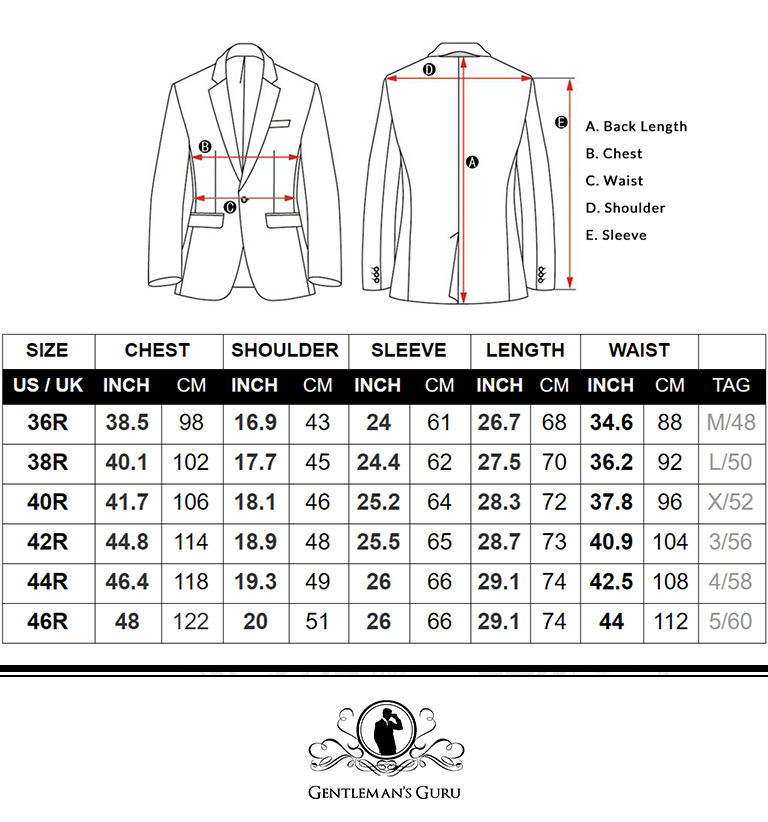 Blazer Measurement Chart