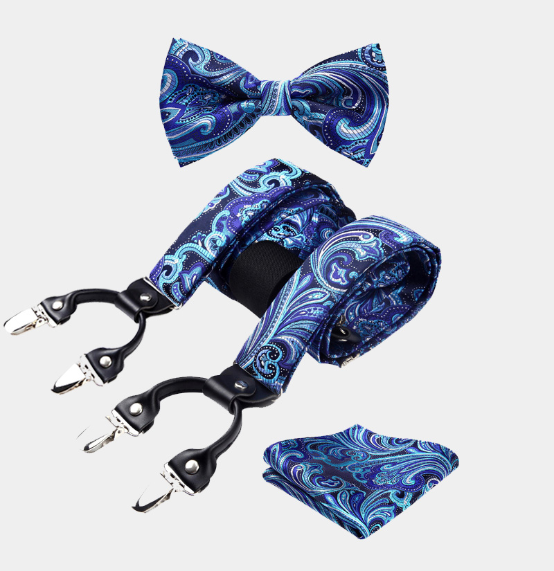 Bow Ties and Handkerchief Set I-03 Turquoise Paisley - www ...