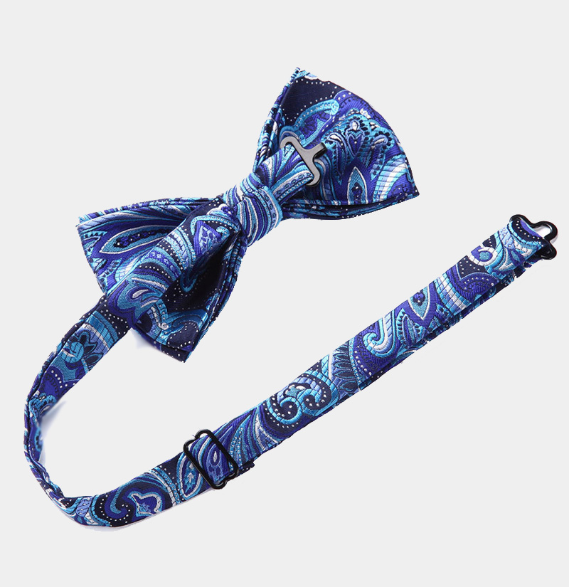 Blue Paisley Bow Tie Set from Gentlemansguru.com