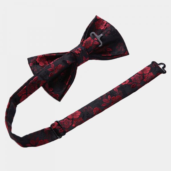 Burgundy Floral Bow Tie And Suspenders Set Gentleman's Guru
