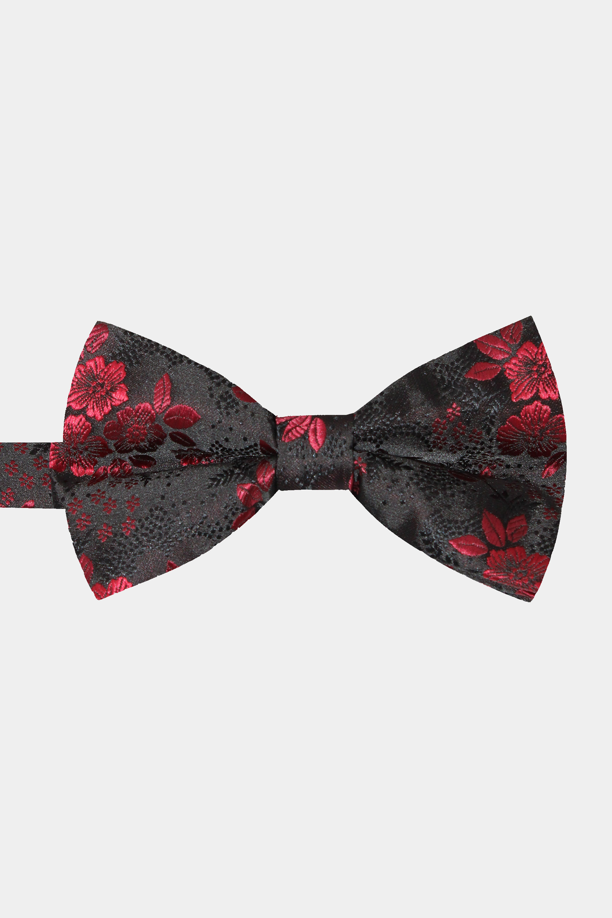 Burgundy floral bow tie roses pattern WINE elastic Y-back Suspenders Set 