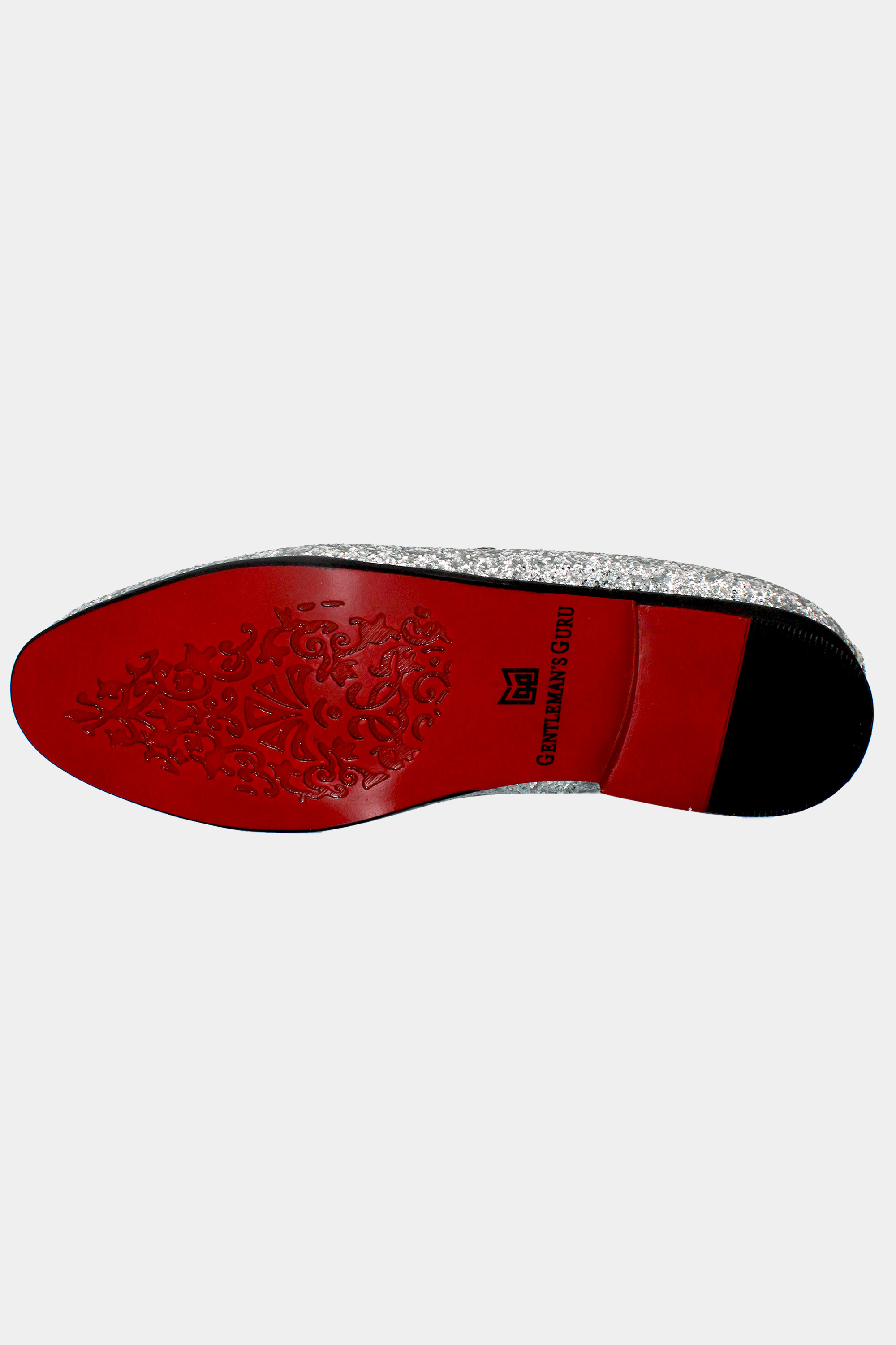 Fully Sequined Red-bottom Loafers Shoes *as-is