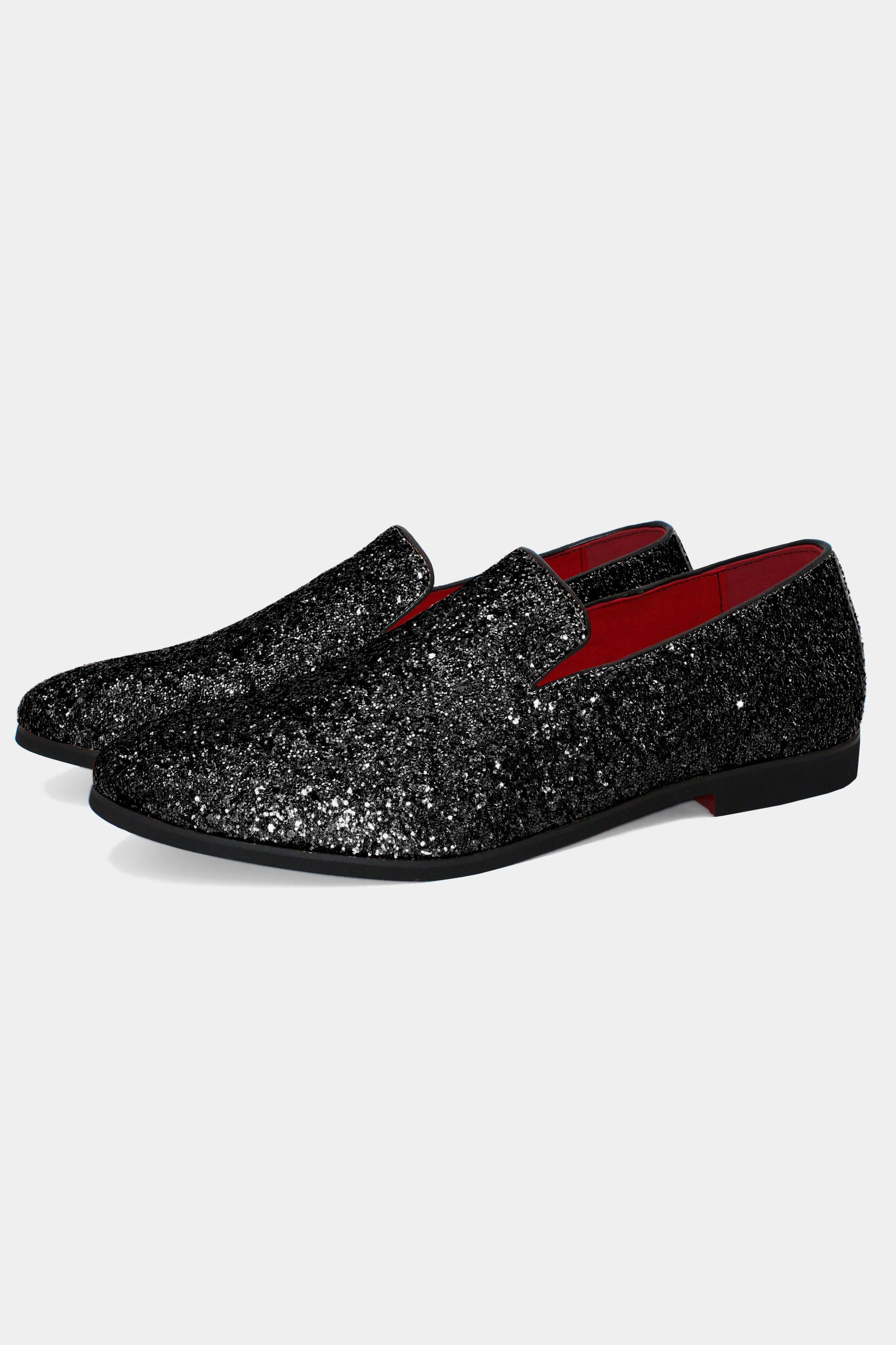 Black Glitter Shoes Loafers