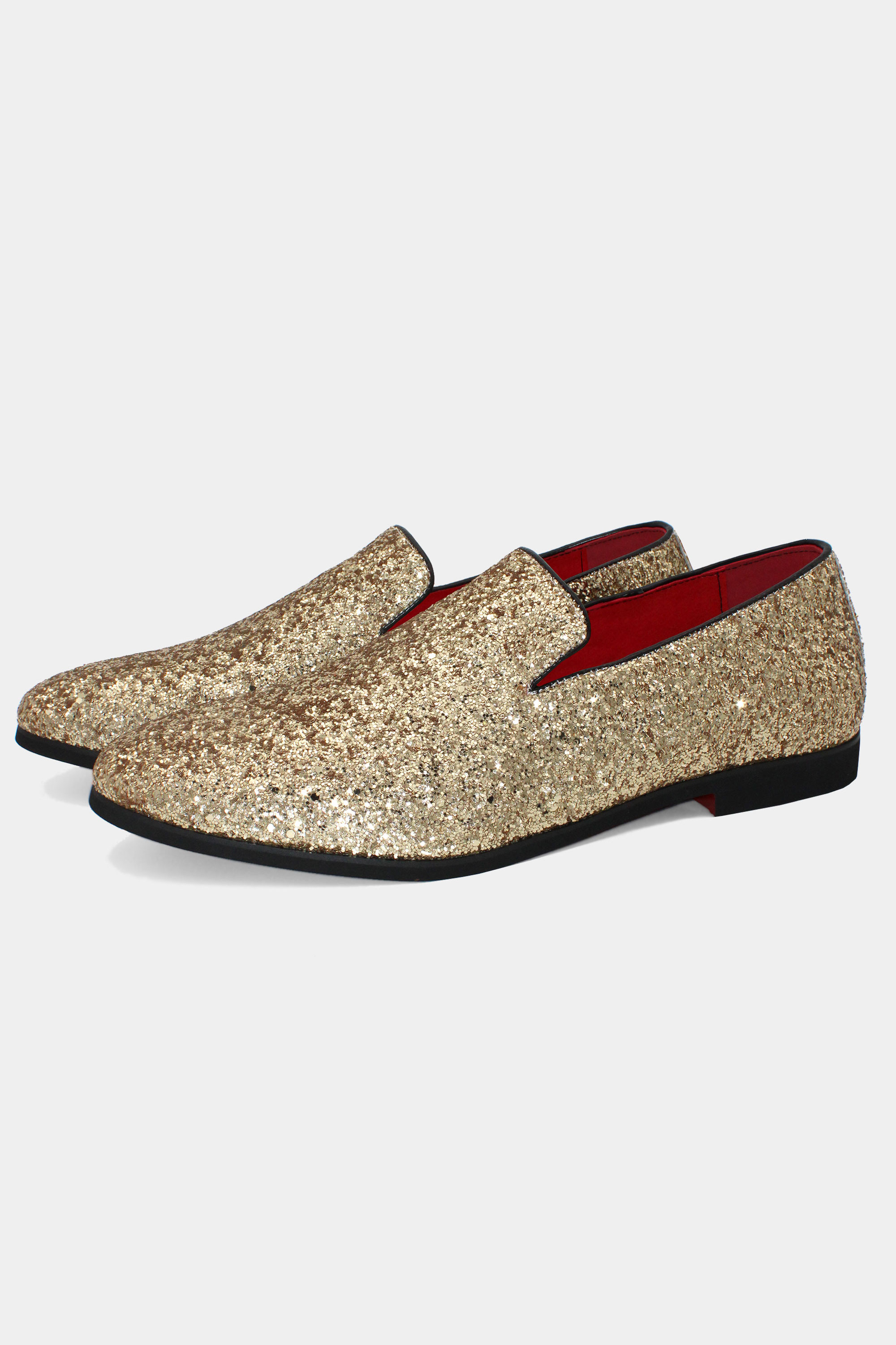 Gold Glitter Shoes Loafers