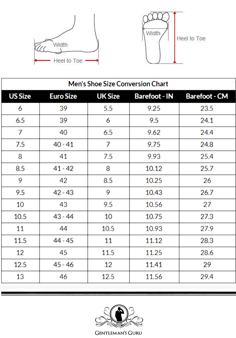 Size Chart Inches Length