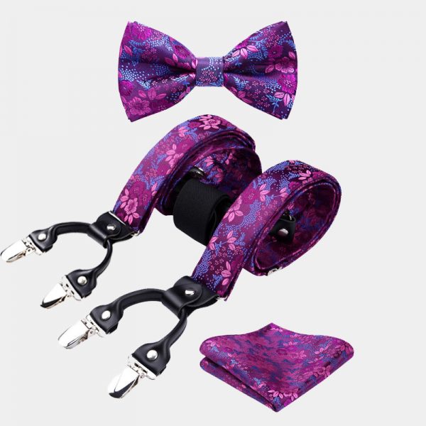 Purple Floral Bow Tie & Suspenders Set Gentleman's Guru