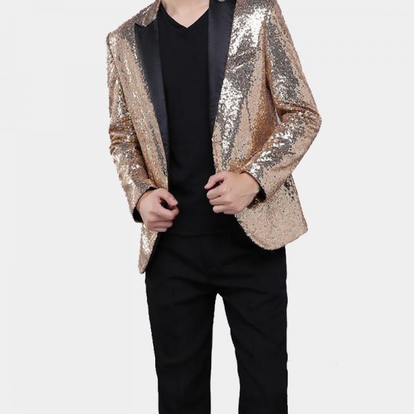 Men's Gold Sequins Tuxedo Jacket Gentleman's Guru