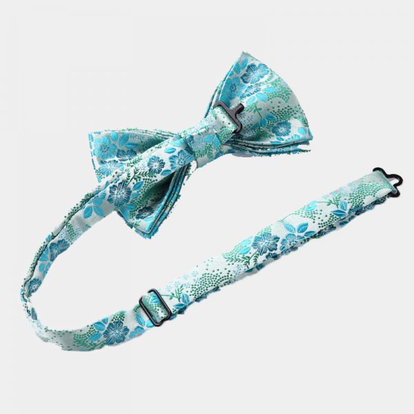 Turquoise Floral Bow Tie And Suspenders Set Gentleman's Guru