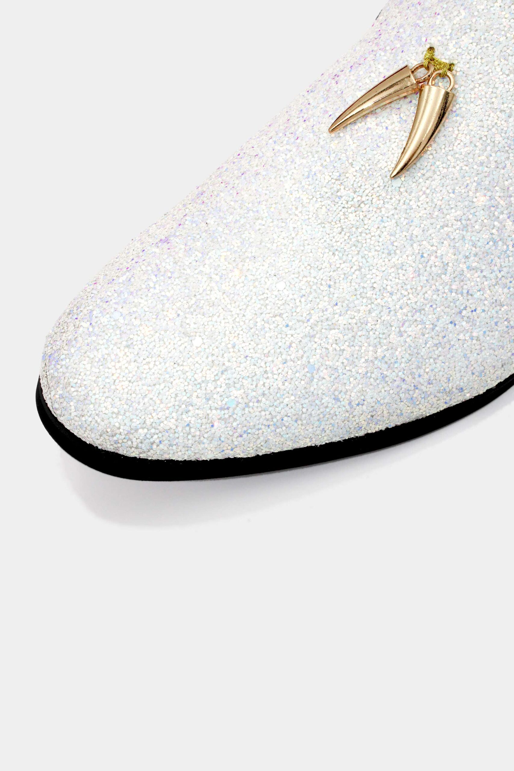 Men s White Glitter Loafers Shoes Gentleman s Guru