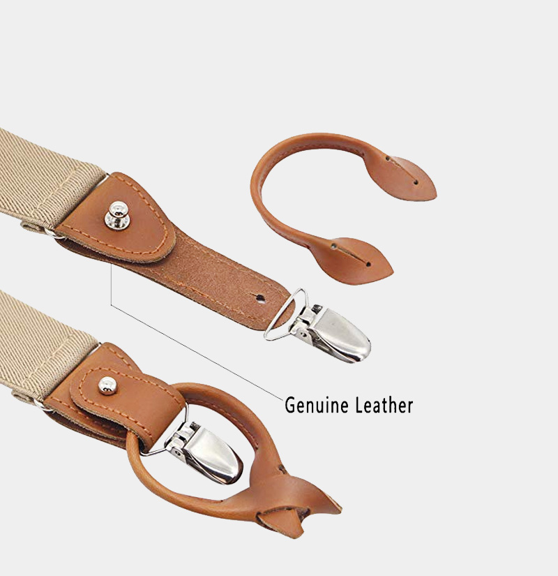 Genuine Leather Beige Button End Suspenders For men from Gentlemansguru.com