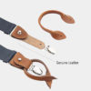 Gray Button End Suspenders With Brown Genuine Leather from Gentlemansguru.com