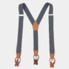 Gray Button End Suspenders With Brown Leather from Gentlemansguru.com