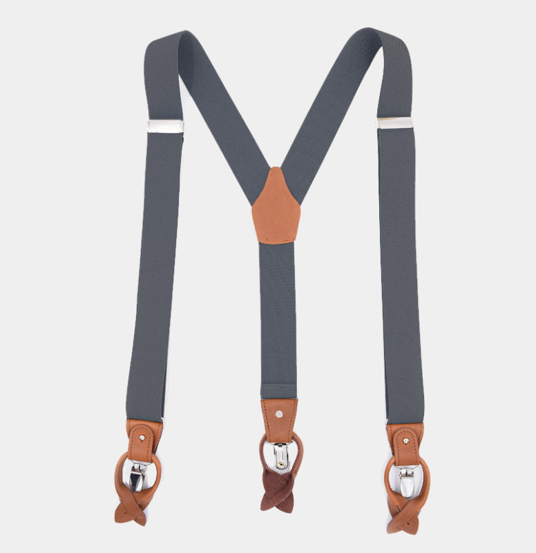 Gray Button End Suspenders Gentleman's Guru
