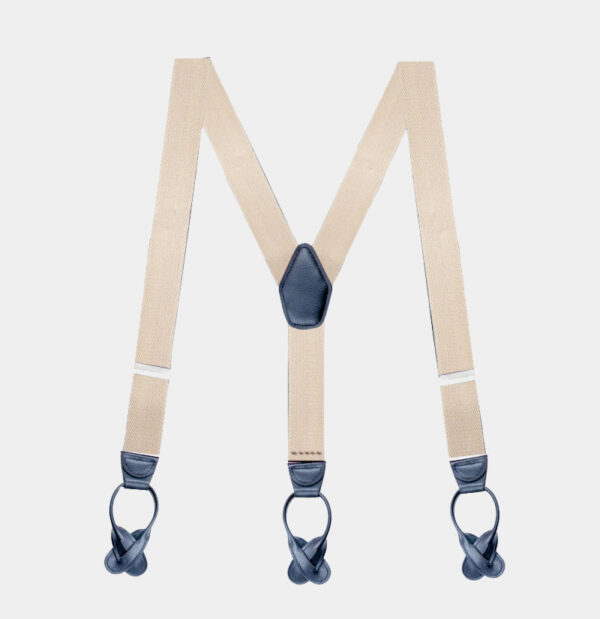 Mens Beige Button Suspenders Braces For Trousers from Gentlemansguru.com