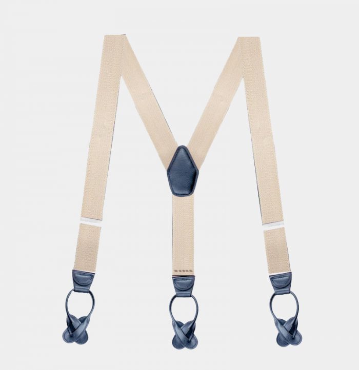 Mens Beige Button Suspenders Braces For Trousers from Gentlemansguru.com