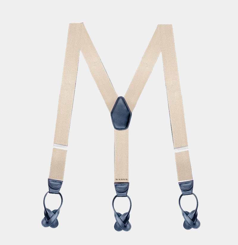 Gray Button End Suspenders