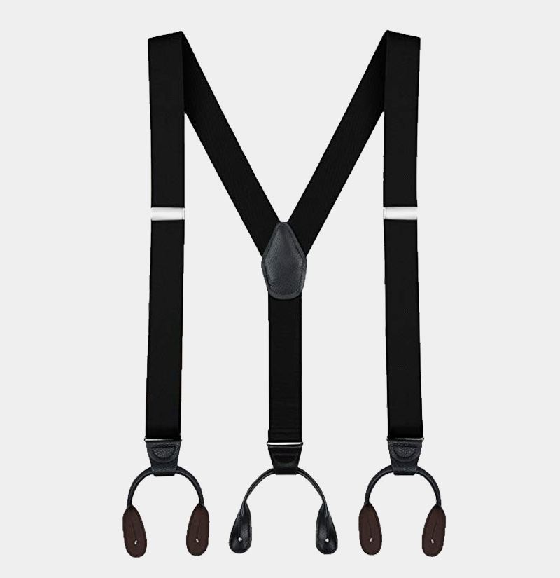 Gray Button End Suspenders