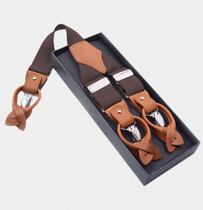 Mens Brown Button End Suspenders from Gentlemansguru.com