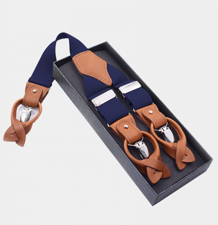 Mens Navy Blue Button End Suspenders from Gentlemansguru.com