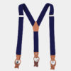 Navy Blue Button End Suspenders With Brown Leather from Gentlemansguru.com