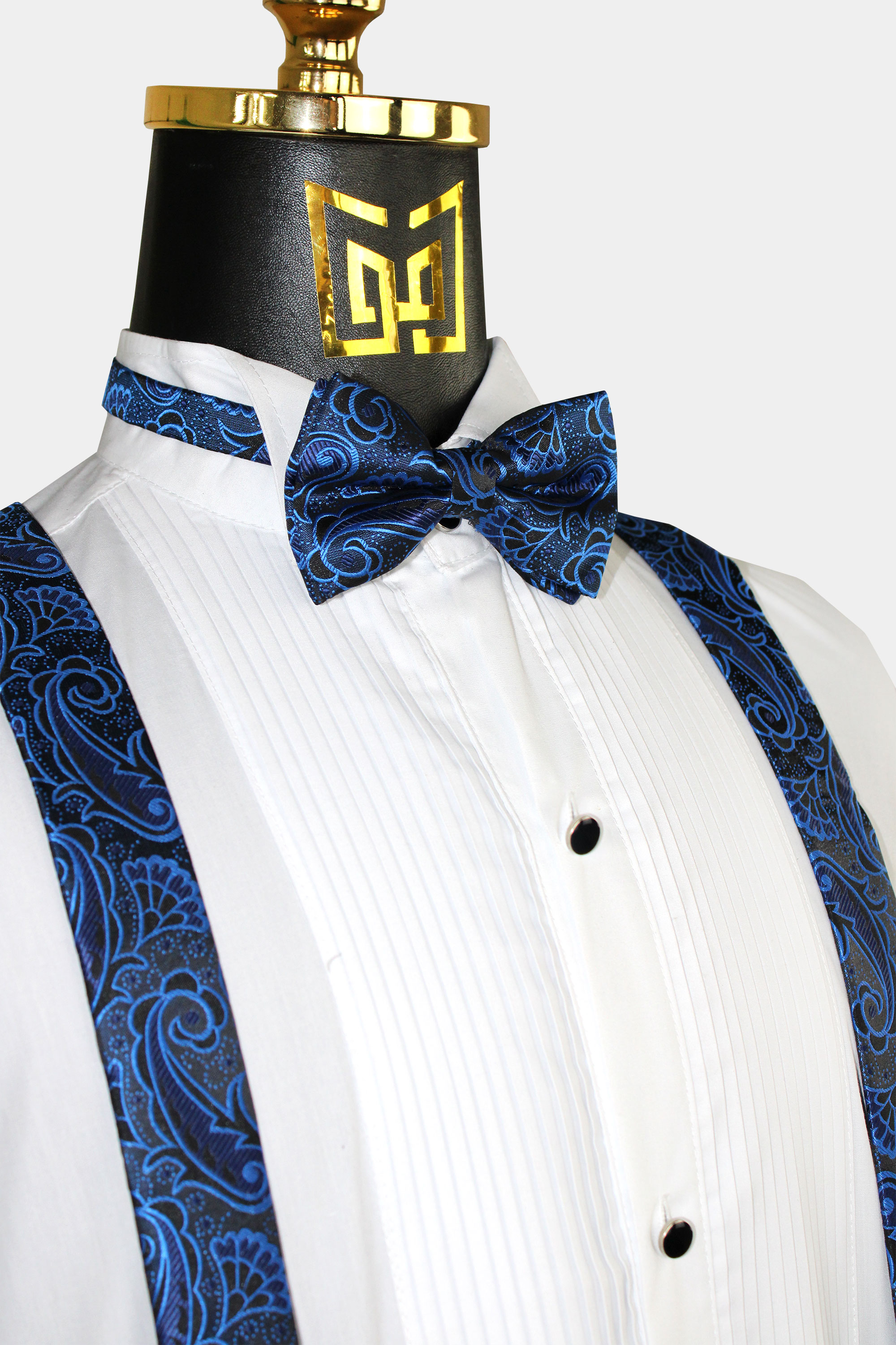 Royal-Blue-Paisley-Bow-Tie-and-Suspenders-Groomsmen-Wedding-from-Gentlemansguru.com