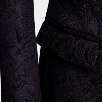 Wide Lapel Black Floral Tuxedo 3Pcs - Gentleman's Guru