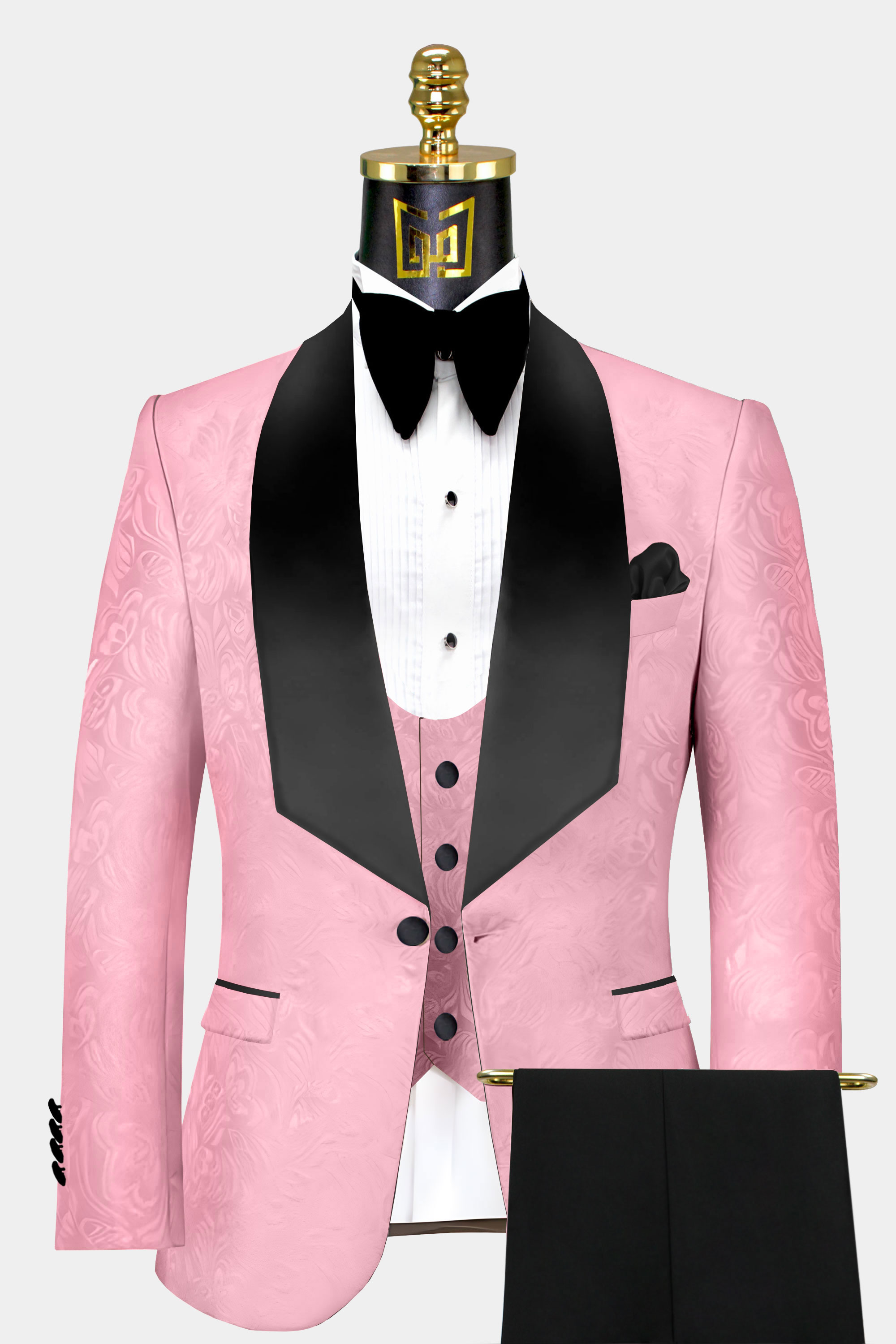 Mens-Pink-and-Black-Tuxedo-Groom-Wedding-Suit-from-Gentlemansguru.com