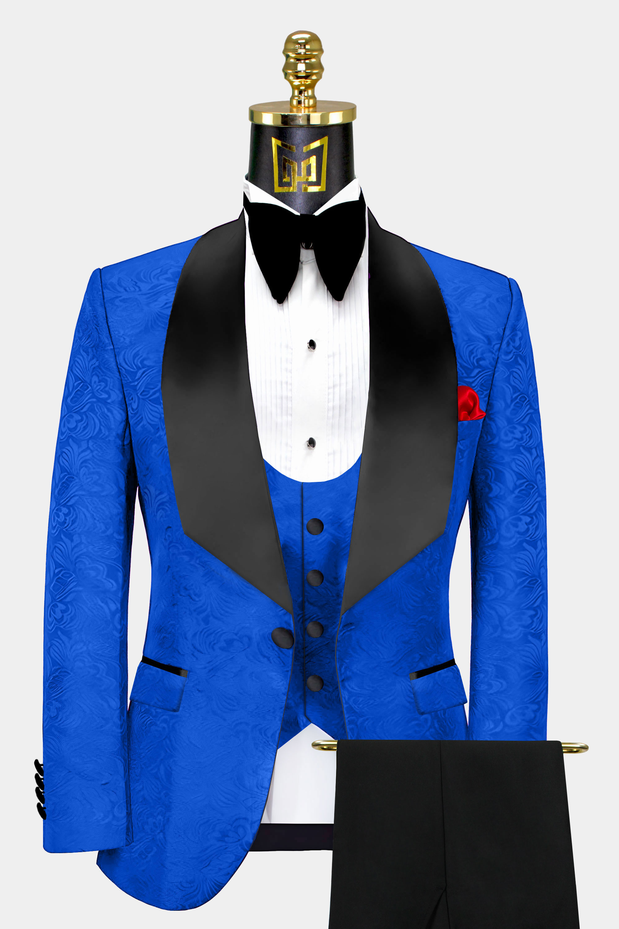 Royal Blue and Black Tuxedo Suit