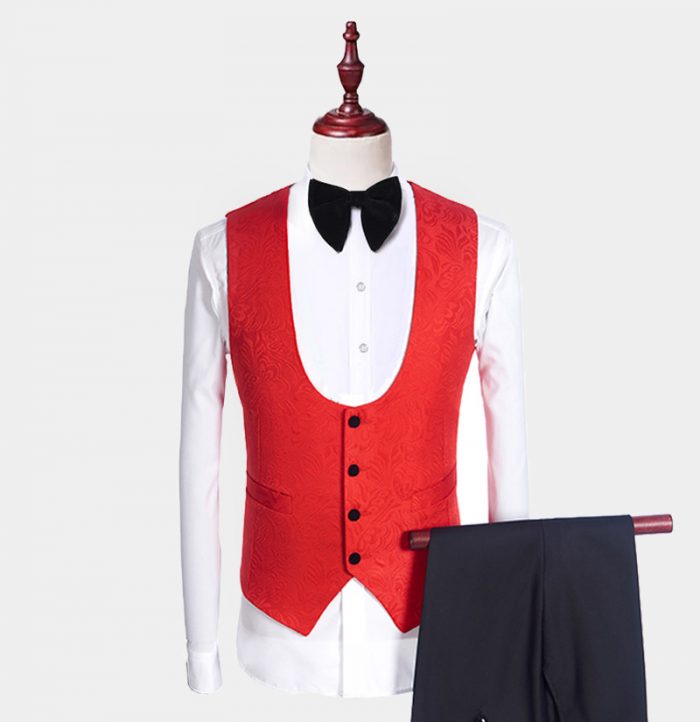 3 Piece Red & Black Tuxedo | Gentleman’s Guru