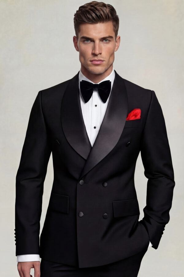 Mens-Black-Double-BReasted-Tuxedo-Groom-Wedding-Suit-from-Gentlemansguru.com