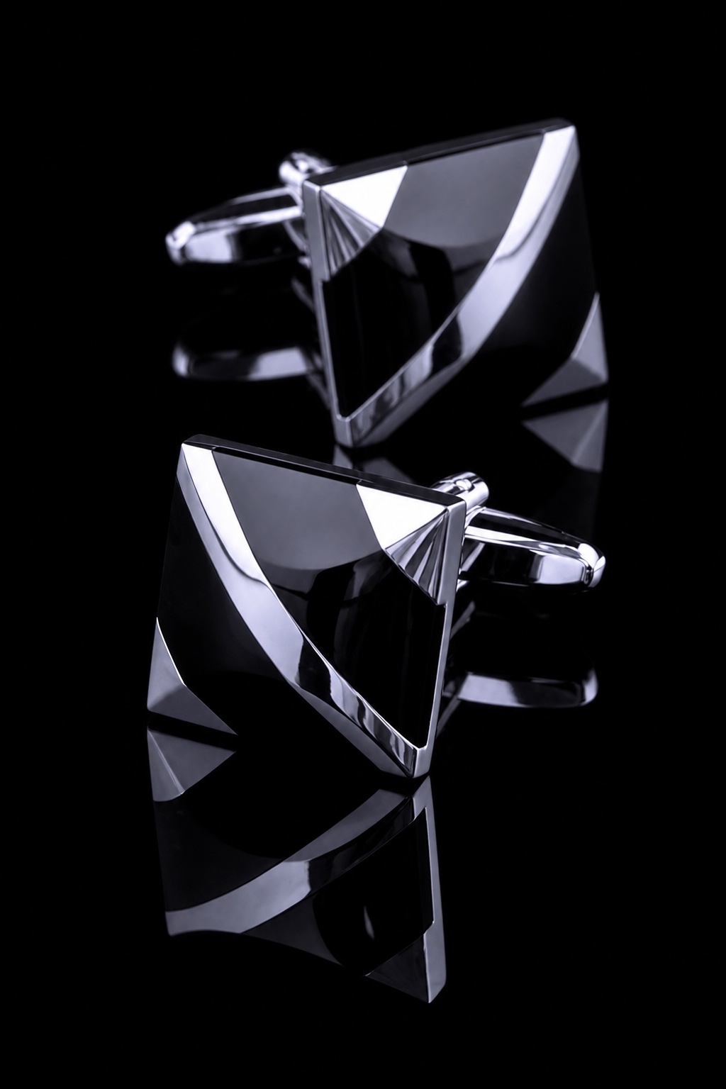 Modern Black & Silver Striped Cufflinks from Gentlemansguru.com