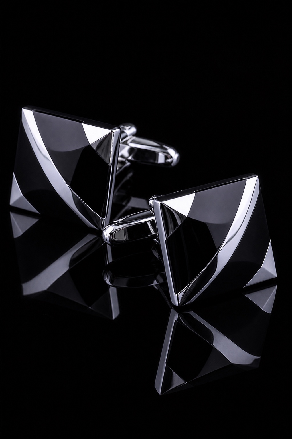 Black and Silver Square Cufflinks for Men from Gentlemansguru.com