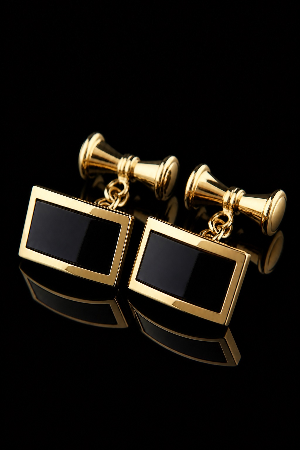 Chain Link Gold & Black Cufflinks - Image 3