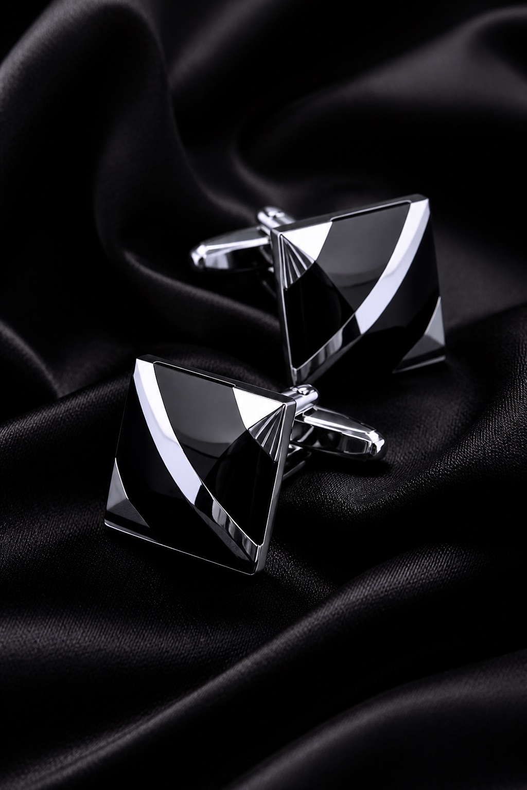 Formal Black Silver Cufflinks from Gentlemansguru.com